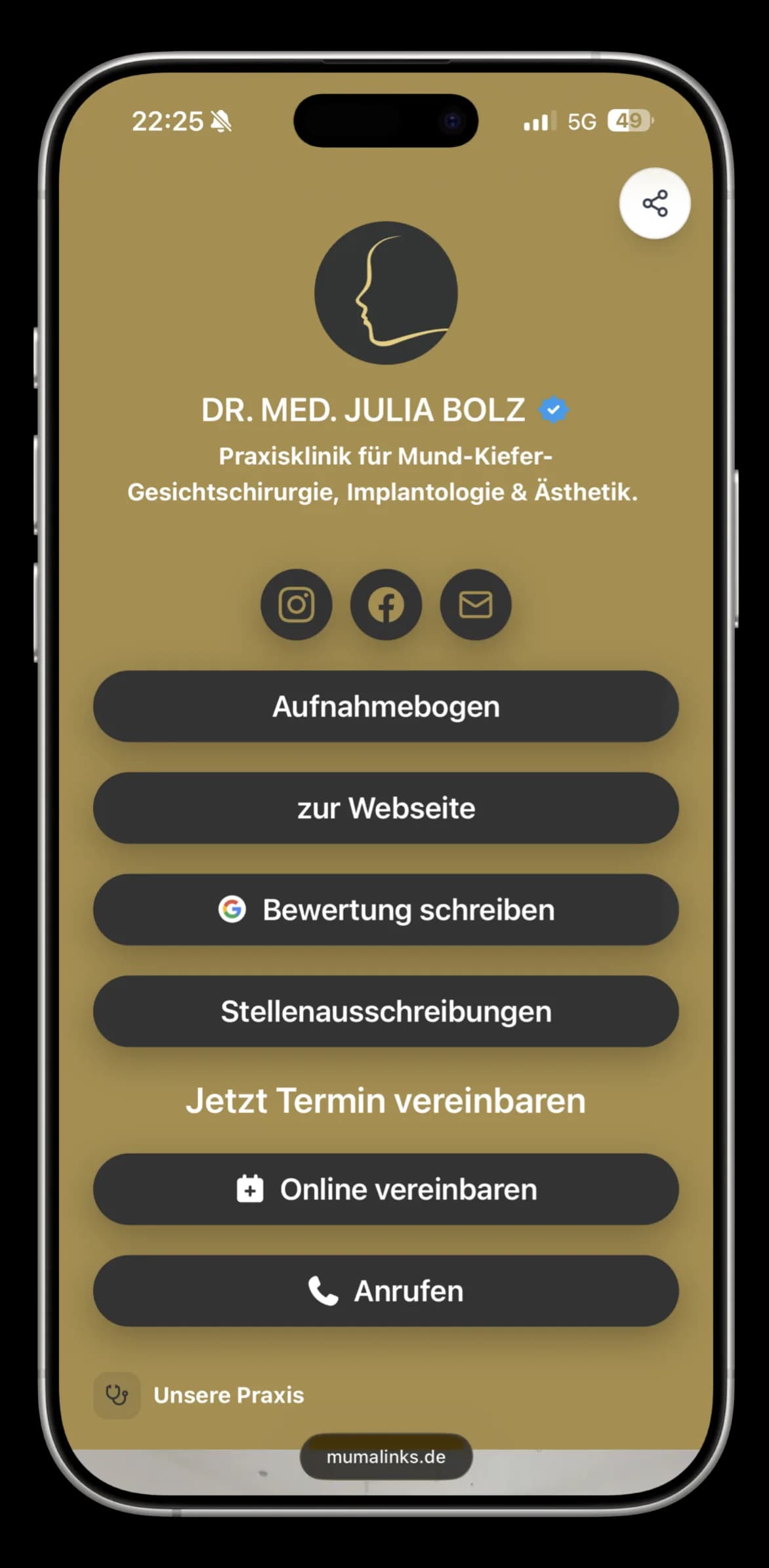 mumalinks Profilseite von Dr. med. Julia Bolz