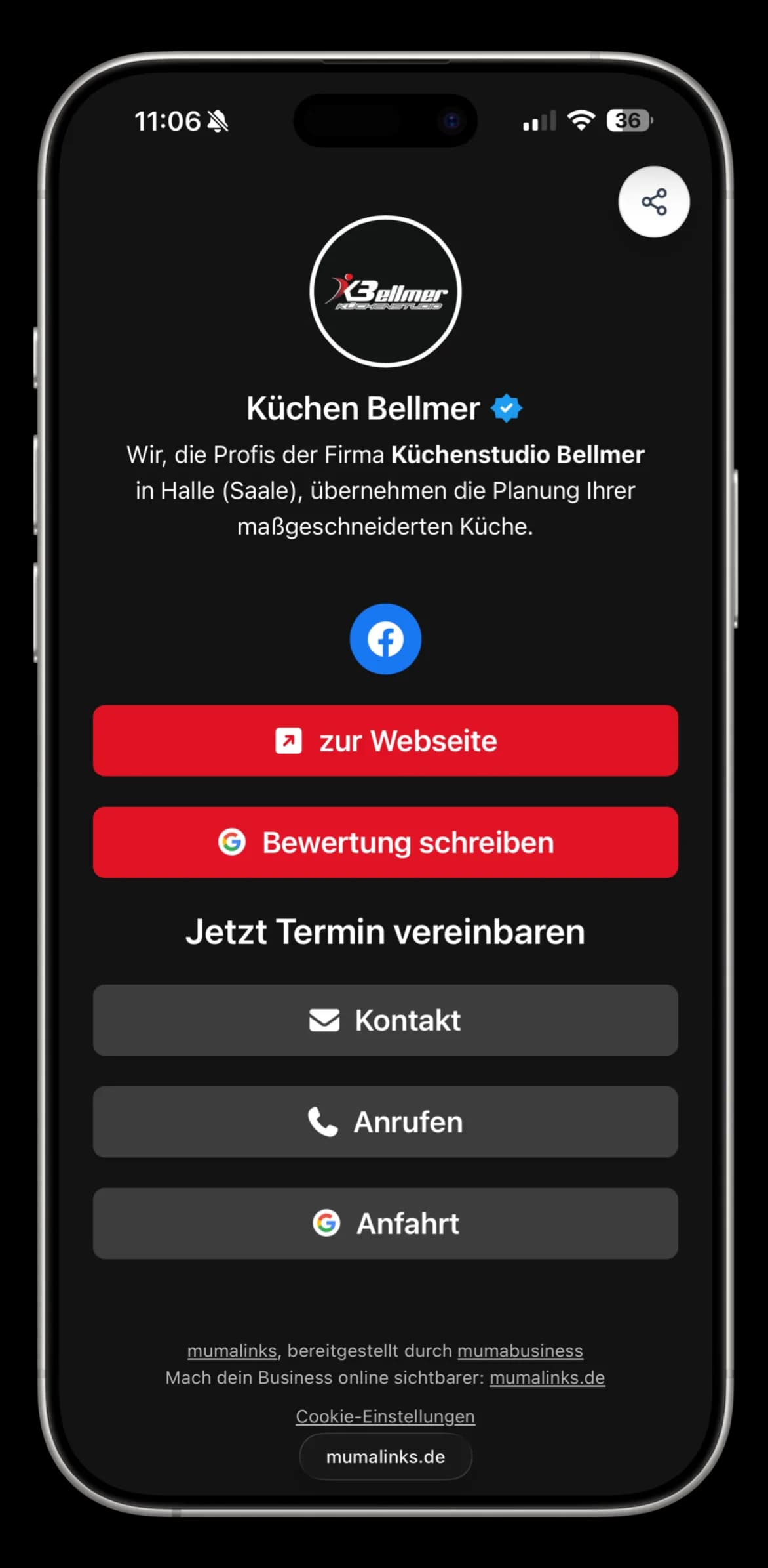 mumalinks Profilseite von Küchenstudio Bellmer