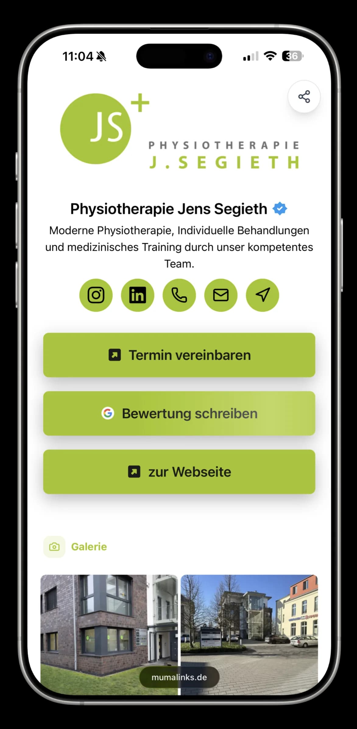 mumalinks Profilseite von Physio Segieth